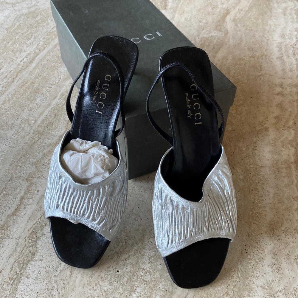 Gucci silver sling backs